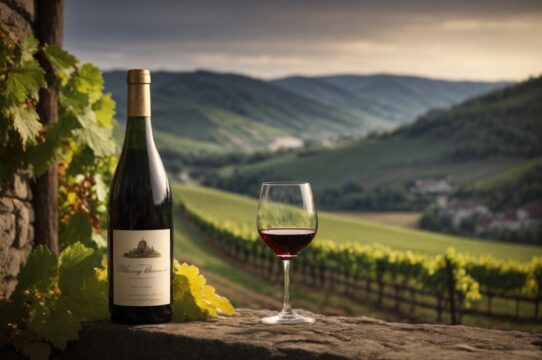 cropped PhotoReal eine Flasche Wein steht neben einem Weinglas ultraho 0 5 2023